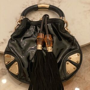Gucci Black and Gold Mini Bag with Tassels